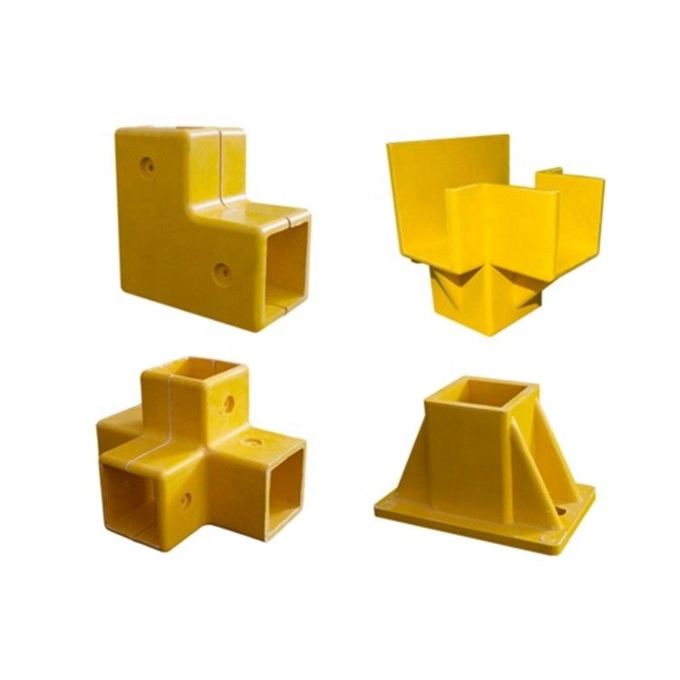 Желтый 50 мм FRP 3 Way 4 Way Fittings/Connector для квадратных круглых стекловолокнистых ограждений/аксессуаров рулевых рельсов